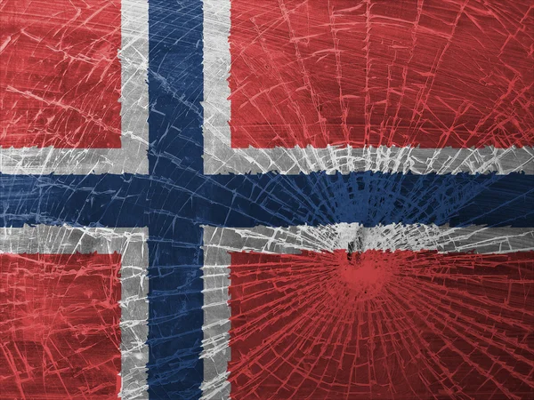 Vidrio roto o hielo con bandera, Noruega — Foto de Stock