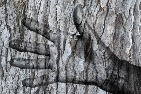Malarstwa abstrakcyjnego, dłoni w drzewo — Zdjęcie stockowe