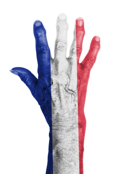 Old hand with flag, European Union, France — Stock Photo, Image