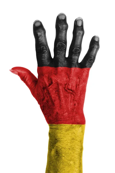 Old hand with flag, European Union, Germany — Stock Photo, Image