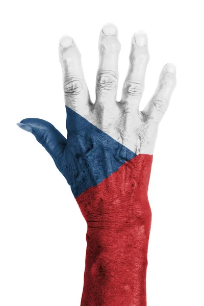 Vieille main avec drapeau, Union européenne, République tchèque — Photo