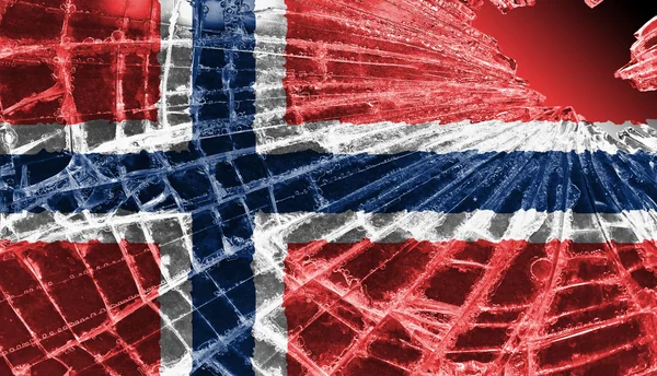 Broken glass or ice with a flag, Norway — Stock Photo, Image