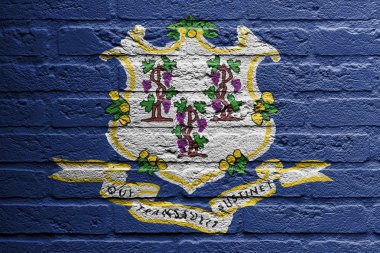 tuğla duvar boyama bir bayrak, connecticut