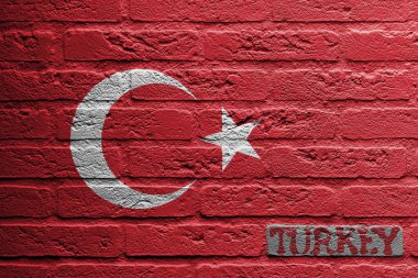 Tuğla Duvar resmini bir bayrak ile