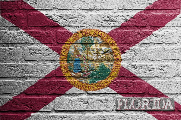 Mur de briques avec une peinture d'un drapeau, Floride — Photo