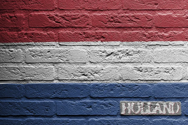 Cihlová zeď s obrazem vlajky, Holandsko — Stock fotografie
