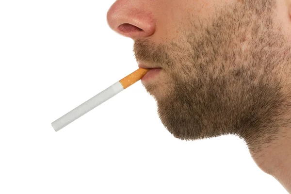 Sidovy av en man med en cigarett — Stockfoto