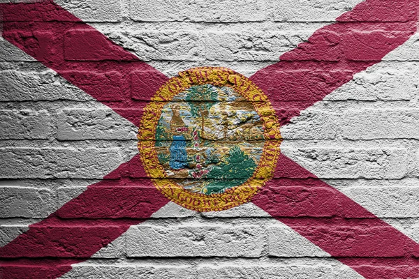 Mur z cegły z obraz flagi, florida — Zdjęcie stockowe
