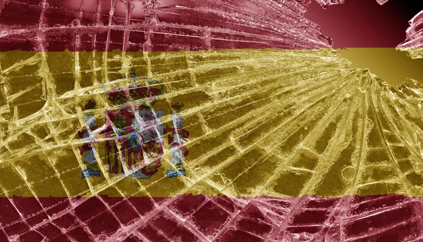 Gebroken ijs of glas met een vlag patroon, Spanje — Stockfoto