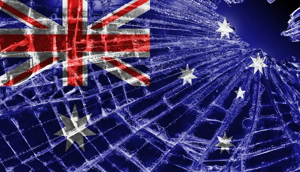 Разбитый лед или стекло с рисунком флага, Австралия — стоковое фото
