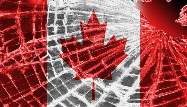 Broken ice or glass with a flag pattern, Canada — Stock Photo, Image