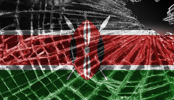 Glace ou verre cassé avec un motif de drapeau, Kenya — Photo