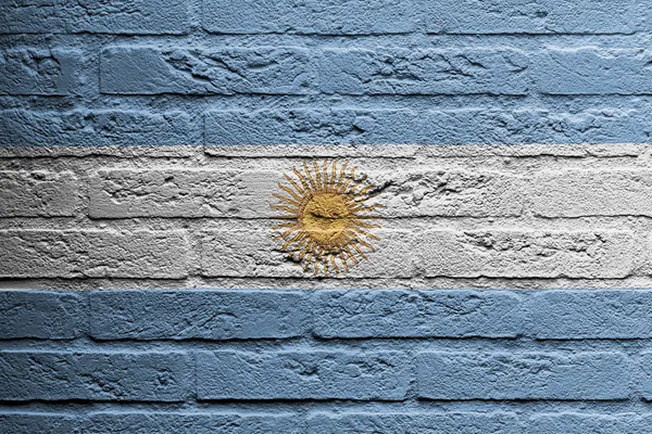 Ziegelsteinmauer mit einem Bild einer Flagge, Argentinien — Stockfoto