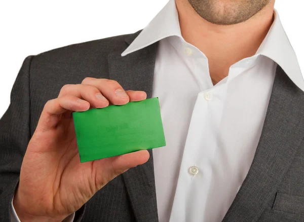 Businessman is holding a business card, Libya — Stock Photo, Image