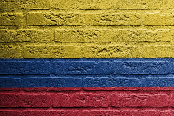 Parede de tijolo com uma pintura de uma bandeira, Colômbia — Fotografia de Stock