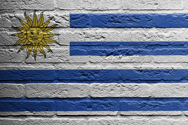 Pared de ladrillo con una pintura de una bandera, Uruguay — Foto de Stock