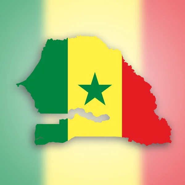 Senegal mapa com a bandeira dentro — Fotografia de Stock