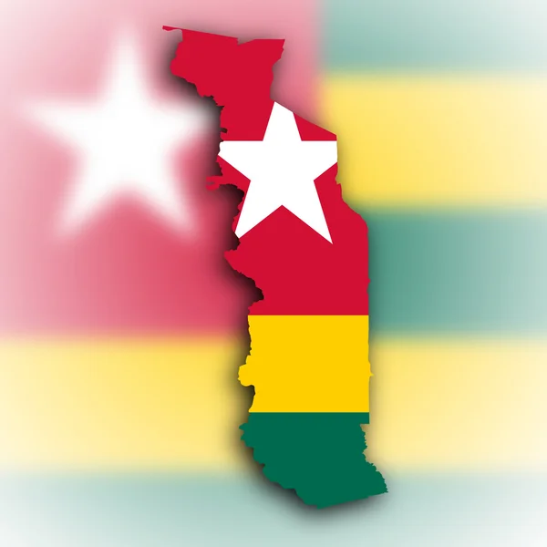 Togo mapa com a bandeira dentro — Fotografia de Stock