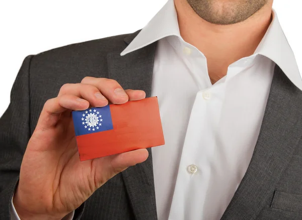 Businessman is holding a business card, Myanmar — Stock Photo, Image