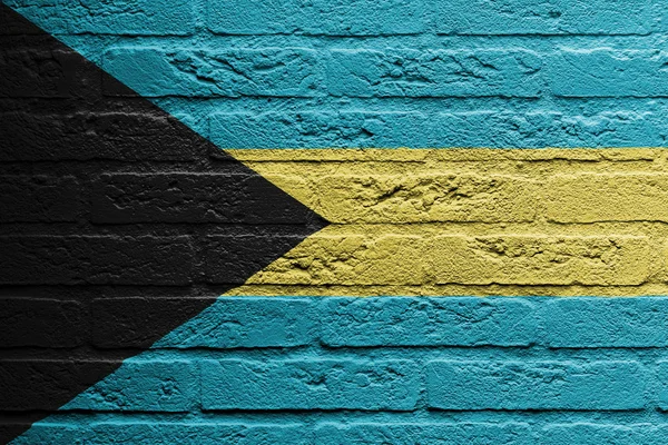 Tegelvägg med en målning av en flagga, bahamas — Stockfoto