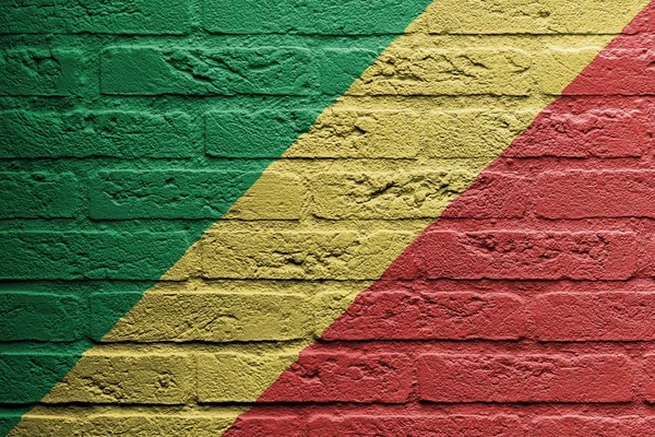 플래그, 콩고의 공화국의 그림 가진 벽돌 벽 — 스톡 사진