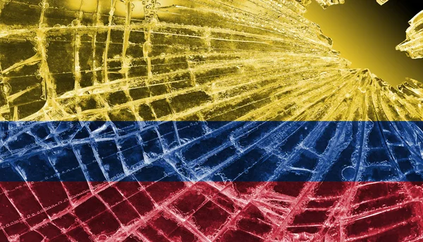 Vidrio roto o hielo con bandera, Colombia — Foto de Stock