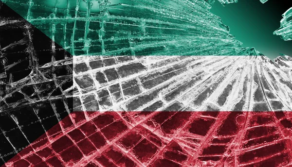 Broken glass or ice with a flag, Kuwait — Stock Photo, Image