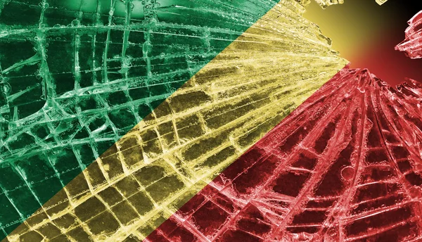 Разбитое стекло или лёд с флагом, Республика Конго — стоковое фото