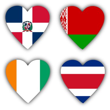 Bayraklar coutries bir kalp şeklinde