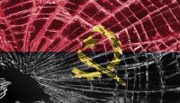 Vetro rotto o ghiaccio con bandiera, Angola — Foto Stock
