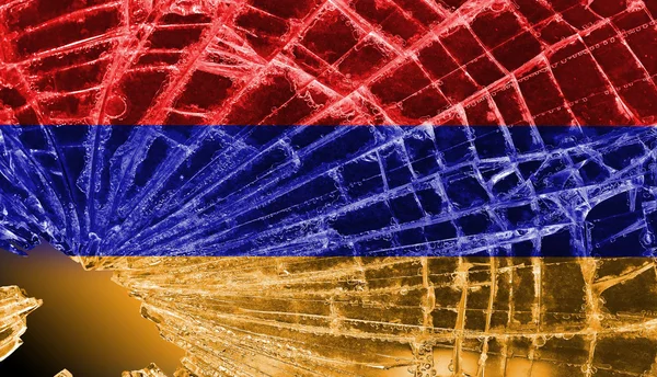 Broken glass or ice with a flag, Armenia — Stock Photo, Image