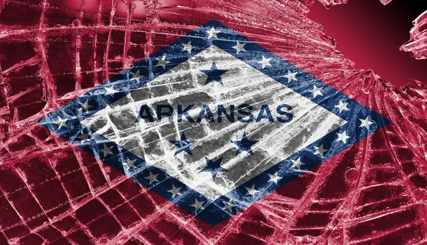 Verre brisé ou glace avec un drapeau, Arkansas — Photo
