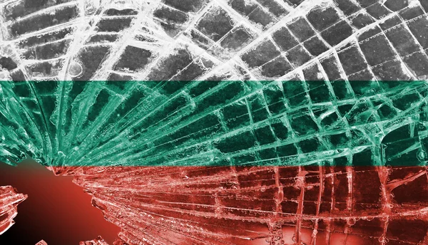 Gebroken glas of ijs met een vlag, Bulgarije — Stockfoto