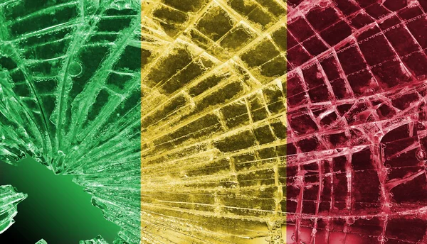 Broken glass or ice with a flag, Mali — Stock Photo, Image