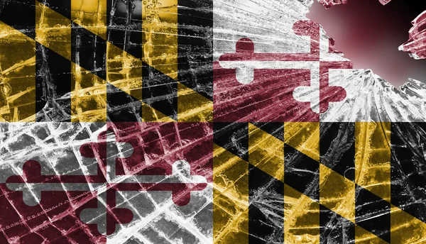 Разбитое стекло или лёд с флагом, Мэриленд — стоковое фото