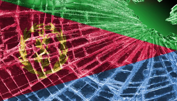 Разбитое стекло или лёд с флагом, Эритрея — стоковое фото