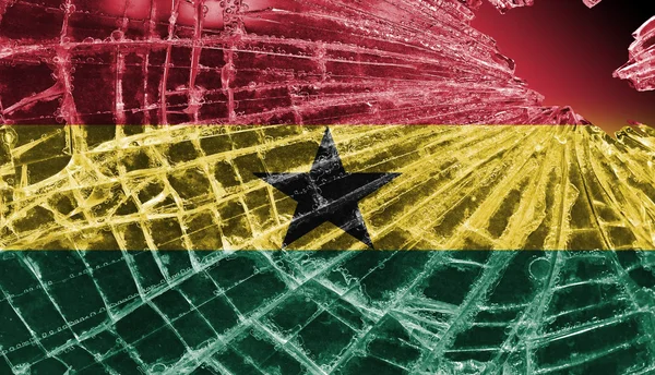 Broken glass or ice with a flag, Ghana — Stock Photo, Image