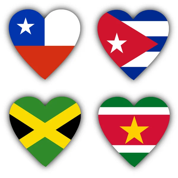 Banderas en forma de corazón, países — Foto de Stock