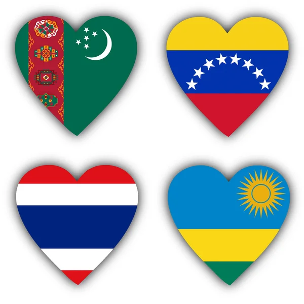 Flags in the shape of a heart, coutries — Stock Photo, Image