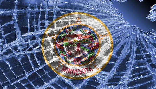 Vidro partido ou gelo com uma bandeira, Minnesota — Fotografia de Stock