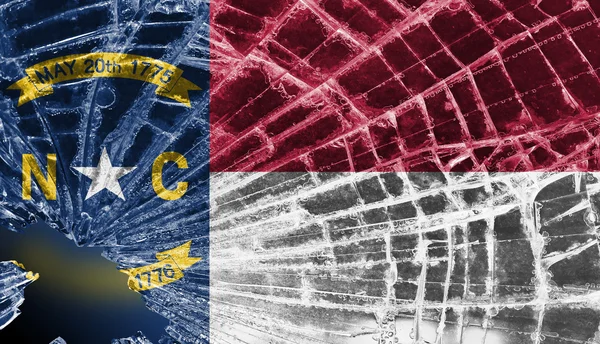 Broken glass or ice with a flag, North Carolina — Stock Photo, Image