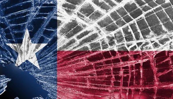 Rozbité sklo nebo ledu s vlajkou, texas — Stock fotografie