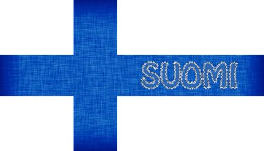 Finlandiya bayrağı harfleri ile dikişli