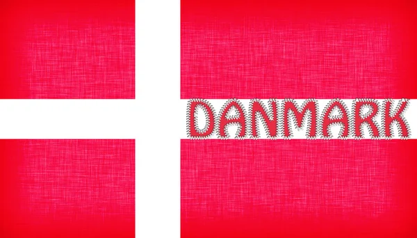 Flagga Danmark sydda med bokstäver — Stockfoto