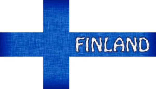 Vlag van finland gestikt met brieven — Stockfoto