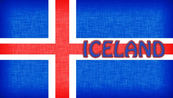 Flag of Iceland stitched with letters — Stock Photo, Image