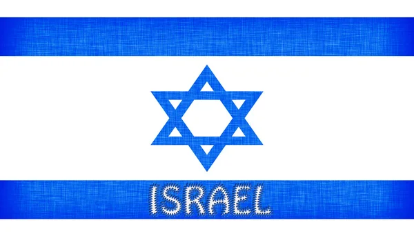 Flagge von Israel mit Buchstaben bestickt — Stockfoto