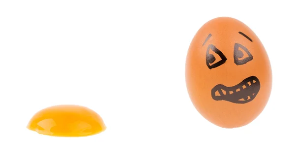 Scared egg looking at it's dead buddy — Stock Photo, Image