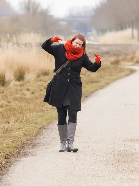 Woman dressed in warm clothing — Stock Photo, Image