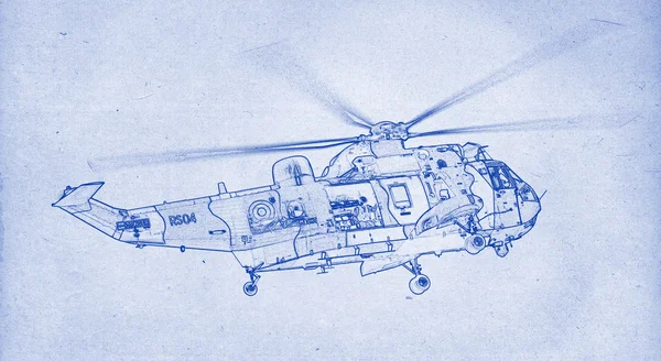 Helikoptertegning - Stock-foto